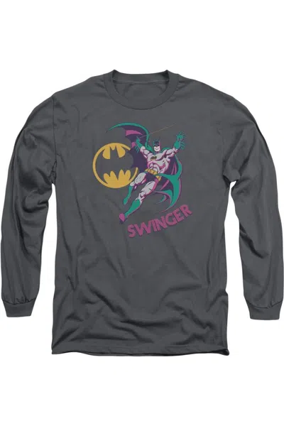 Gildan Dc Comics Swinger Long Sleeve Adult Tee / T-shirt In Gray