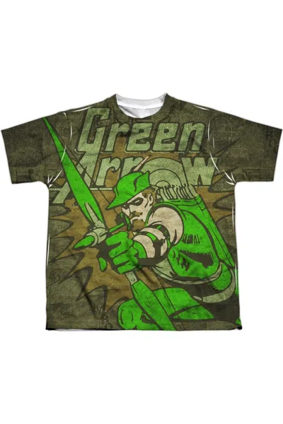 Gildan Kids' Dc Comics Take Aim Short Sleeve Youth Poly Crew Tee / T-shirt In Green