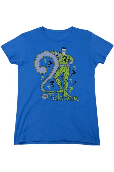 Gildan Dc Comics The Riddler Short Sleeve Womens Tee / T-shirt In Blue