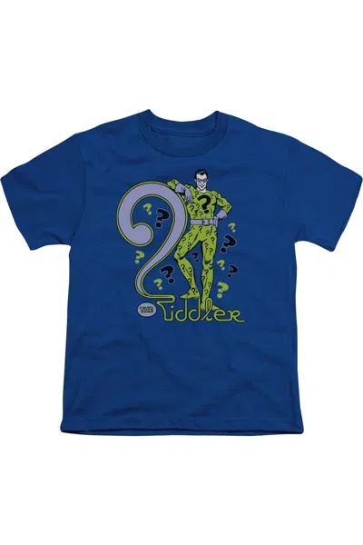 Gildan Kids' Dc Comics The Riddler Short Sleeve Juvenile Tee / T-shirt In Gray