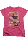 Gildan Dc Comics Three Of A Kind Short Sleeve Womens Tee / T-shirt In Pink
