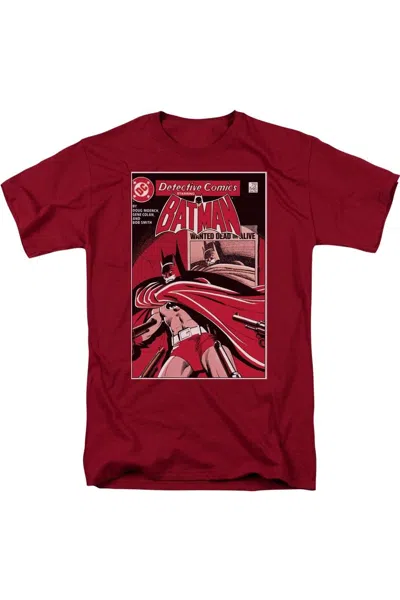 Gildan Dc Comics Wanted Bat Short Sleeve Adult Tee / T-shirt In Red