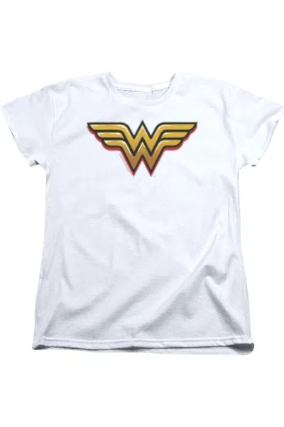 Gildan Dc Comics Wonder Woman Airbrush Ww Short Sleeve Women´s Tee / T-shirt In White