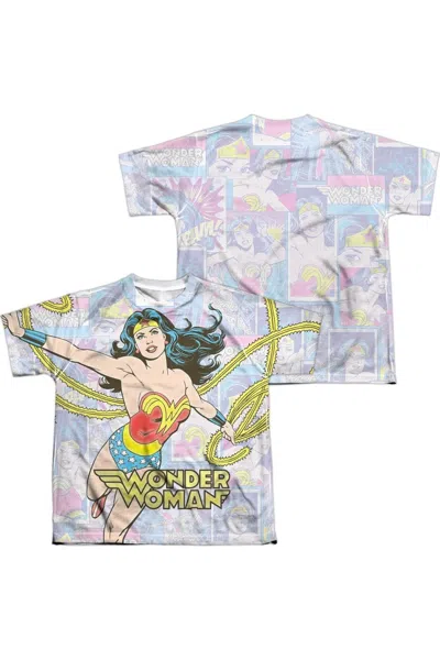 Gildan Kids' Dc Comics Wonder Woman Collage (front/back Print) Short Sleeve Youth Poly Crew Tee / T-shirt In Multi