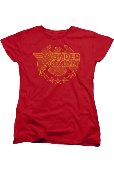 Gildan Dc Comics Wonder Woman Eagle Short Sleeve Womens Tee / T-shirt In Red