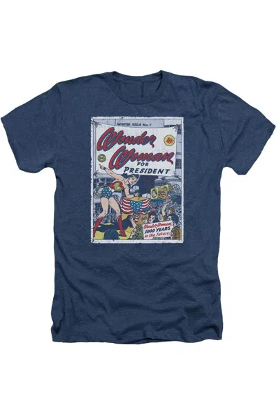 Gildan Dc Comics Wonder Woman For President Adult Heather Tee / T-shirt In Blue