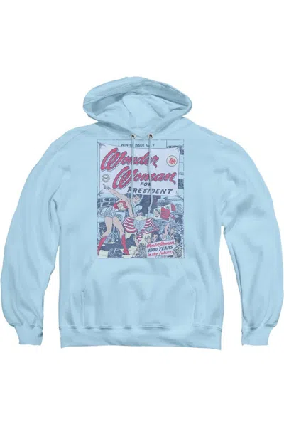 Gildan Dc Comics Wonder Woman For President Adult Pull Over Hoodie / Hooded Sweatshirt In Blue