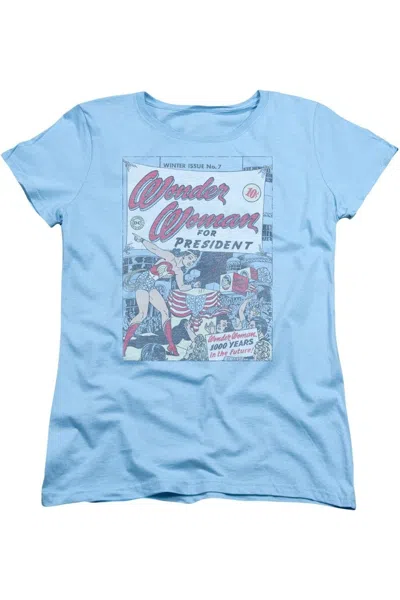 Gildan Dc Comics Wonder Woman For President Short Sleeve Womens Tee / T-shirt In Blue