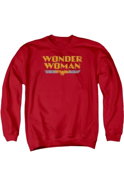 Gildan Dc Comics Wonder Woman Logo Adult Crewneck Sweatshirt In Red