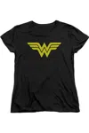 Gildan Dc Comics Wonder Woman Logo Short Sleeve Womens Tee / T-shirt In Black