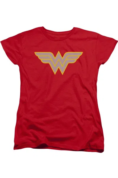 Gildan Dc Comics Wonder Woman Logo Short Sleeve Womens Tee / T-shirt In Red