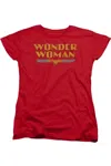 Gildan Dc Comics Wonder Woman Logo Short Sleeve Womens Tee / T-shirt In Red