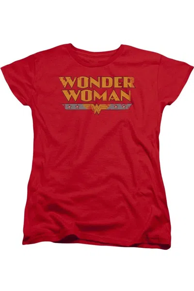 Gildan Dc Comics Wonder Woman Logo Short Sleeve Womens Tee / T-shirt In Red