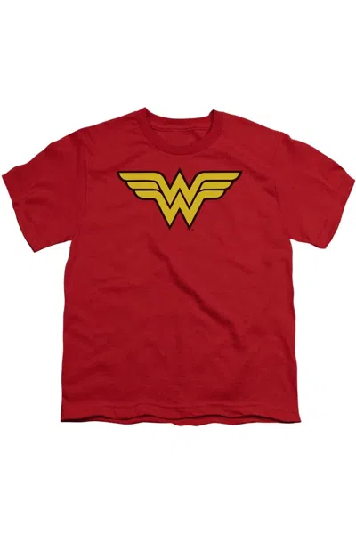 Gildan Kids' Dc Comics Wonder Woman Logo Short Sleeve Youth Tee / T-shirt In Red