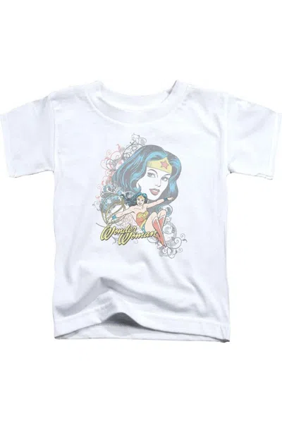 Gildan Kids' Dc Comics Wonder Woman Scroll Short Sleeve Youth Tee / T-shirt In White