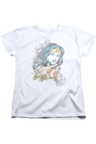 Gildan Dc Comics Wonder Woman Scroll Short Sleeve Womens Tee / T-shirt In White