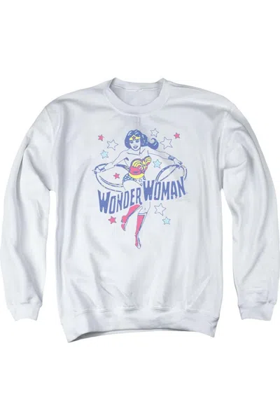Gildan Dc Comics Wonder Woman Stars Adult Crewneck Sweatshirt In White