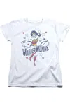Gildan Dc Comics Wonder Woman Stars Short Sleeve Womens Tee / T-shirt In White