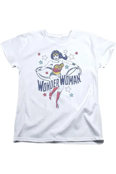 Gildan Dc Comics Wonder Woman Stars Short Sleeve Womens Tee / T-shirt In White