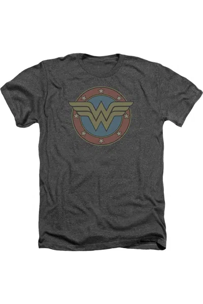 Gildan Dc Comics Wonder Woman Vintage Emblem Adult Heather Tee / T-shirt In Black