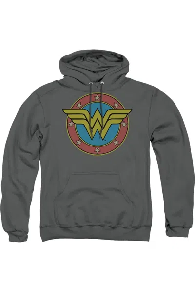 Gildan Dc Comics Wonder Woman Vintage Emblem Adult Pull Over Hoodie / Hooded Sweatshirt In Pink