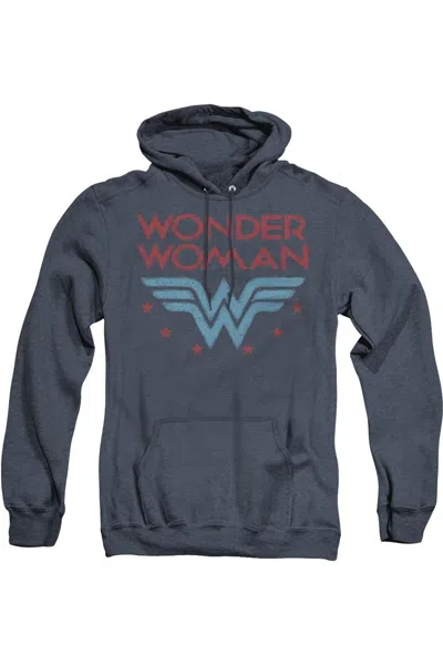 Gildan Dc Comics Wonder Woman Wonder Stars Adult Heather Hoodie / Hooded Sweatshirt In Blue