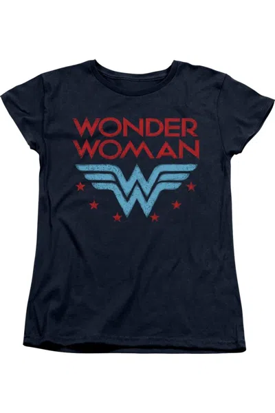 Gildan Dc Comics Wonder Woman Wonder Stars Short Sleeve Women´s Tee / T-shirt In Blue