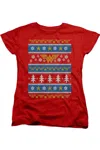 Gildan Dc Comics Wonder Woman Wonder Woman Christmas Sweater Short Sleeve Women´s Tee / T-shirt In Red