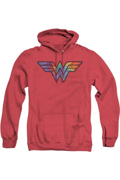 Gildan Dc Comics Wonder Woman Wonder Woman Tie Dye Logo Adult Heather Hoodie / Hooded Sweatshirt In Red