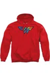 Gildan Dc Comics Wonder Woman Wonder Woman Tie Dye Logo Adult Pull Over Hoodie / Hooded Sweatshirt In Red