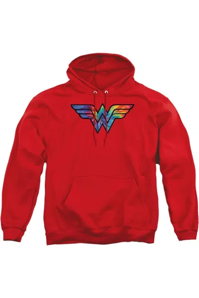 Gildan Dc Comics Wonder Woman Wonder Woman Tie Dye Logo Adult Pull Over Hoodie / Hooded Sweatshirt In Red