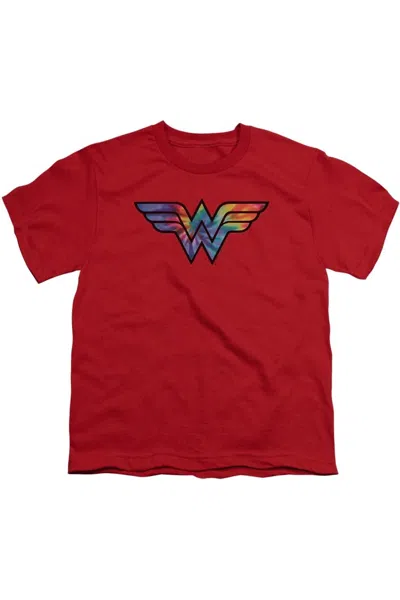 Gildan Kids' Dc Comics Wonder Woman Wonder Woman Tie Dye Logo Short Sleeve Toddler Tee / T-shirt In Red