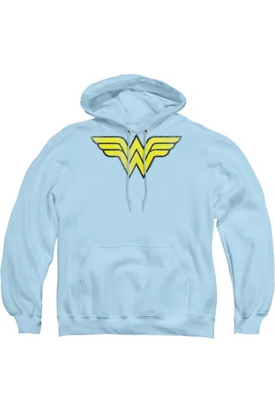 Gildan Dc Comics Wonder Woman Ww Logo Distressed Adult Pull Over Hoodie / Hooded Sweatshirt In Blue