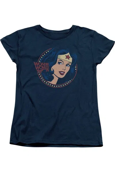 Gildan Dc Comics Wonder Woman75 Starburst Portrait Short Sleeve Womens Tee / T-shirt In Blue