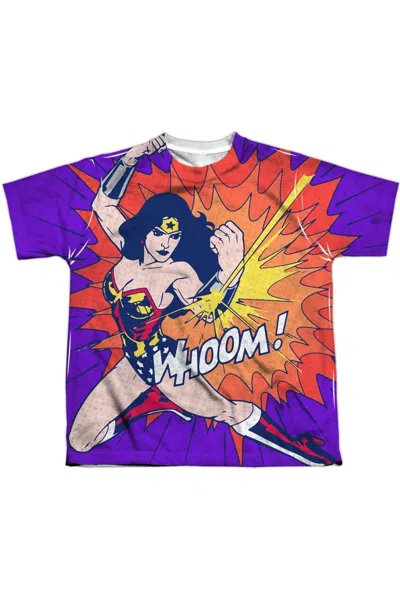 Gildan Kids' Dc Comics Wondrful Blast Short Sleeve Youth Poly Crew Tee / T-shirt In Multi