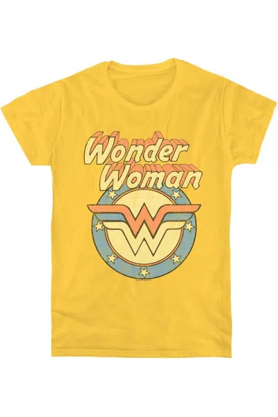 Gildan Dco Faded Wonder Woman Short Sleeve Womens Tee / T-shirt In Yellow
