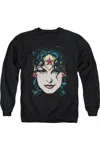 Gildan Dco Justice League Of America Wonder Woman Head Adult Crewneck Sweatshirt In Black