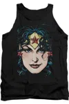 Gildan Dco Justice League Of America Wonder Woman Head Adult Tank Top In Black
