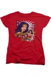 Gildan Dco Pop Art Wonder Woman Short Sleeve Womens Tee / T-shirt In Red