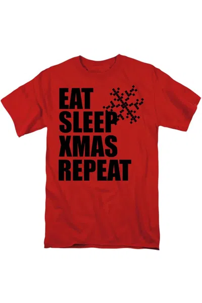 Gildan Eat Sleep Xmas Repeat Unisex Adult T-shirt In Red