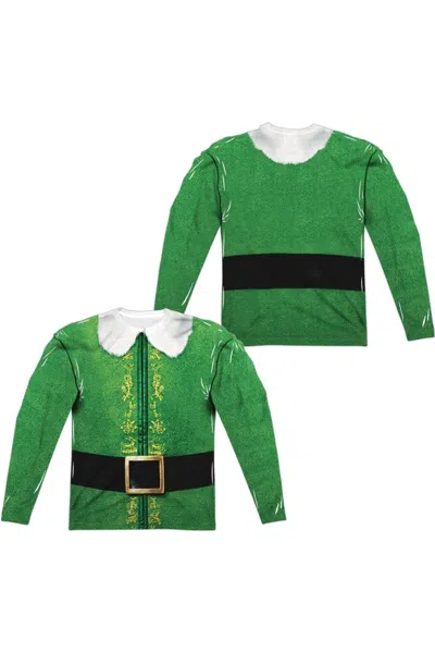 Gildan Elf Buddy Costume (front/back Print) Long Sleeve Adult Poly Crew Tee / T-shirt In White