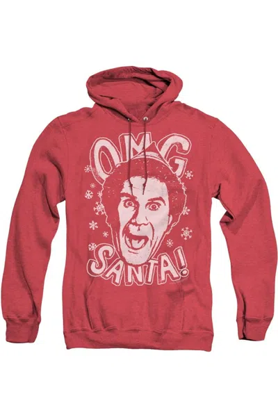 Gildan Elf Omg Santa Adult Heather Hoodie / Hooded Sweatshirt In Red