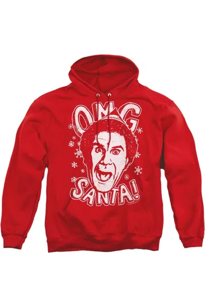 Gildan Elf Omg Santa Adult Pull Over Hoodie / Hooded Sweatshirt In Red