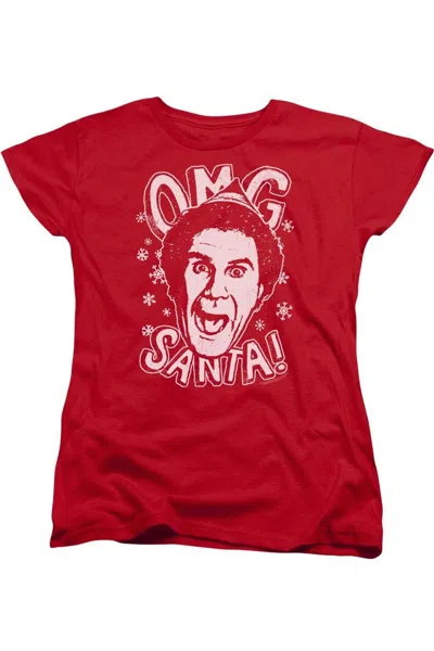 Gildan Elf Omg Santa Short Sleeve Womens Tee / T-shirt In Red