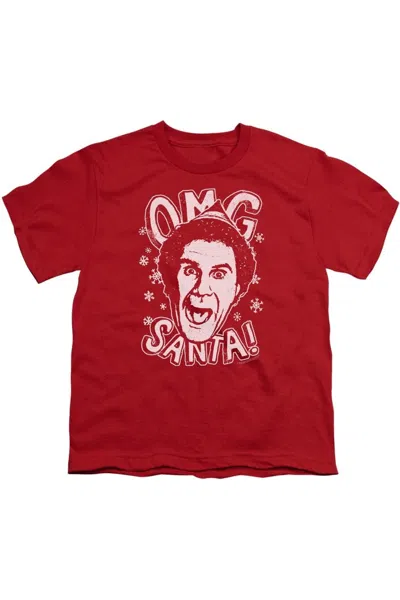 Gildan Kids' Elf Omg Santa Short Sleeve Youth Tee / T-shirt In Red