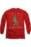 Gildan Elvis Dancing Ugly Christmas Long Sleeve Adult Tee / T-shirt In Red