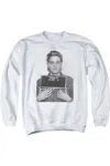 Gildan Elvis Presley Army Mug Shot Adult Crewneck Sweatshirt In White
