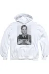 Gildan Elvis Presley Army Mug Shot Adult Pull Over Hoodie In White