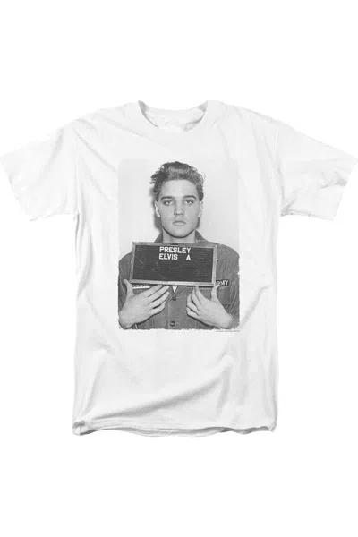 Gildan Elvis Presley Army Mug Shot Short Sleeve Adult Tee / T-shirt In White