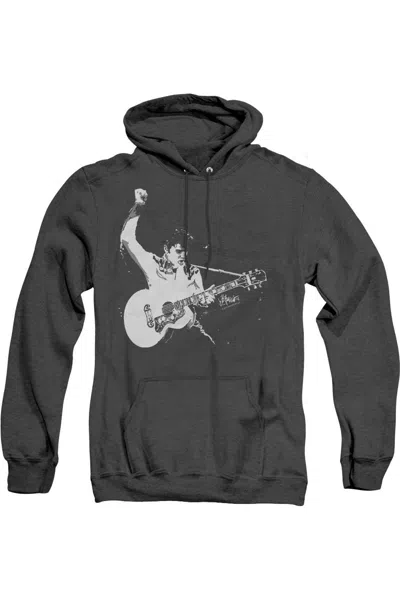 Gildan Elvis Presley Black And White Guitarman Adult Heather Hoodie